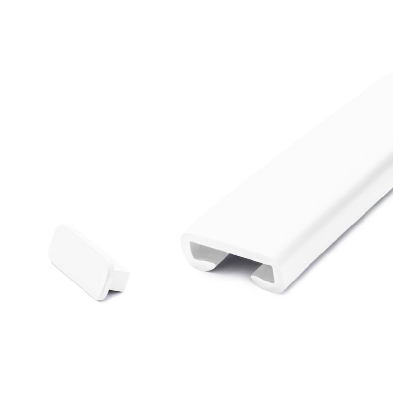 Zaślepka do poręczy PVC 40x8 mm QUEST, końcówka do poręczy schodowej PREMIUM, biały, 2 szt.