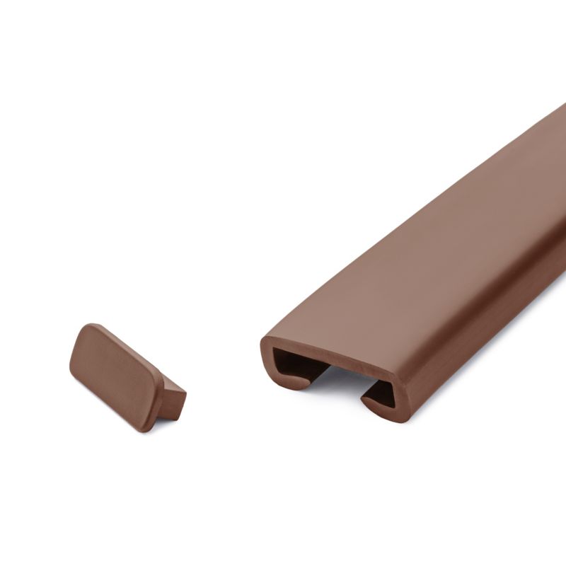 Zaślepka do poręczy PVC 40x8 mm QUEST, końcówka do poręczy schodowej PREMIUM, brąz, 2 szt.