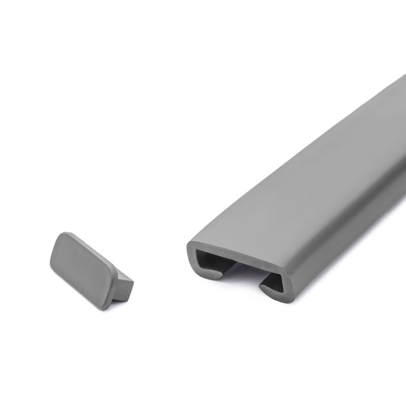 Zaślepka do poręczy PVC 40x8 mm QUEST, końcówka do poręczy schodowej PREMIUM, ciemnoszary, 2 szt.