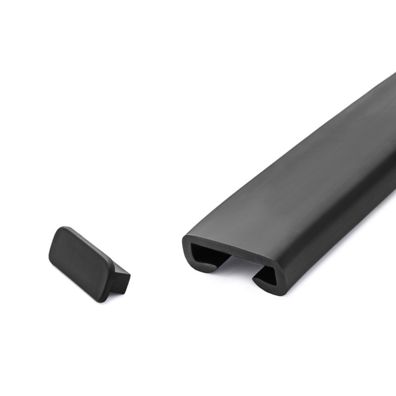 Zaślepka do poręczy PVC 40x8 mm QUEST, końcówka do poręczy schodowej PREMIUM, czarny, 2 szt.