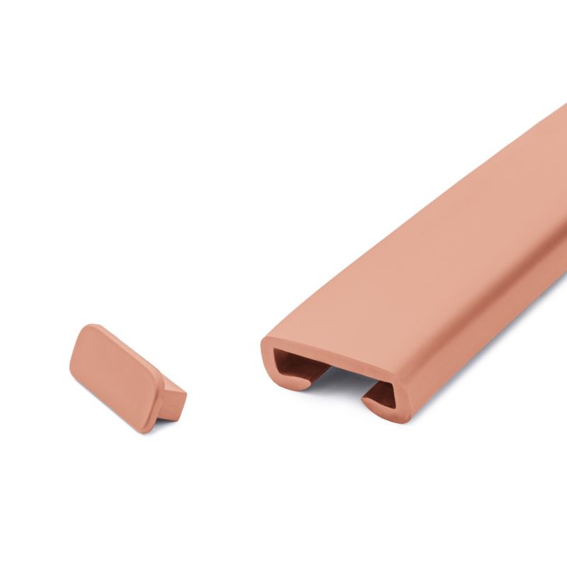 Zaślepka do poręczy PVC 40x8 mm QUEST, końcówka do poręczy schodowej PREMIUM, jasny brąz, 2 szt.
