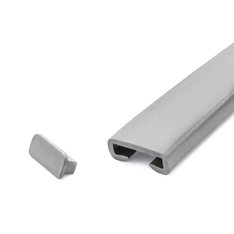 Zaślepka do poręczy PVC 40x8 mm QUEST, końcówka do poręczy schodowej PREMIUM, srebrny, 2 szt.