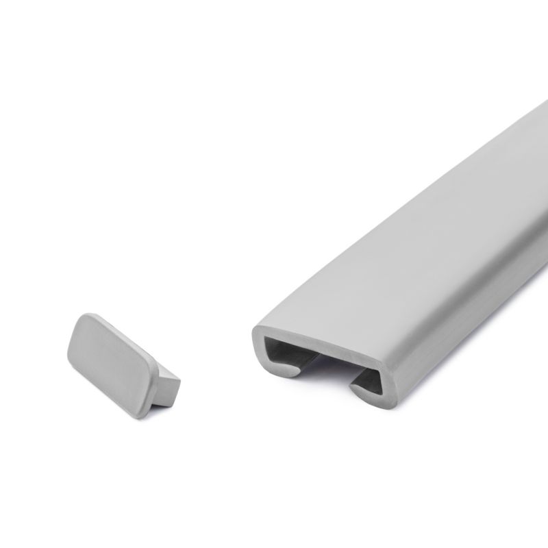 Zaślepka do poręczy PVC 40x8 mm QUEST, końcówka do poręczy schodowej PREMIUM, szary, 2 szt.