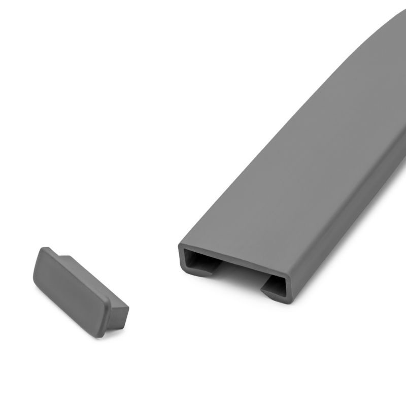 Zaślepka do poręczy PVC 40x8 mm QUEST, końcówka do poręczy schodowej STANDARD, ciemnoszara, 2 szt.