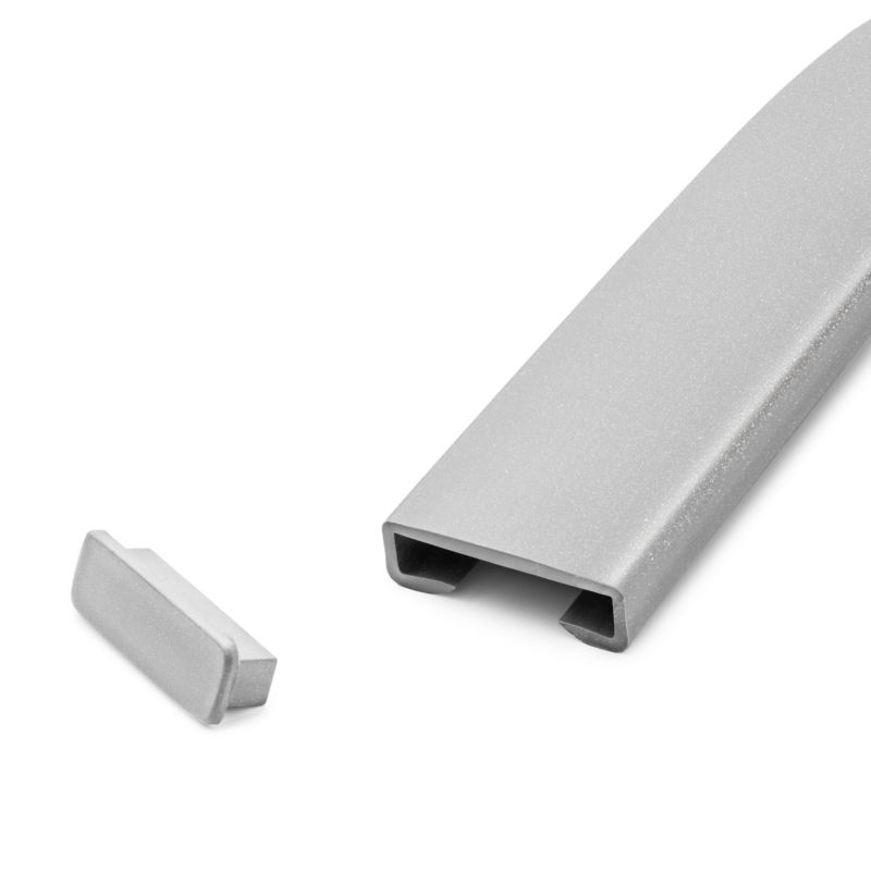 Zaślepka do poręczy PVC 40x8 mm QUEST, końcówka do poręczy schodowej STANDARD, srebrna, 2 szt.