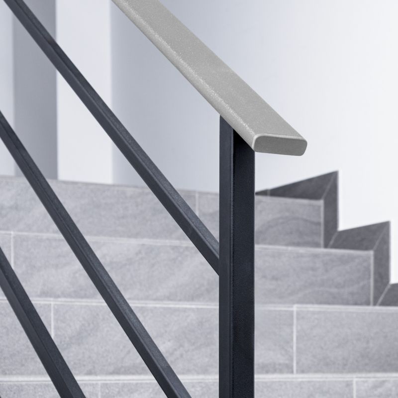 Zaślepka do poręczy PVC 40x8 mm QUEST, końcówka do poręczy schodowej STANDARD, srebrna, 2 szt.