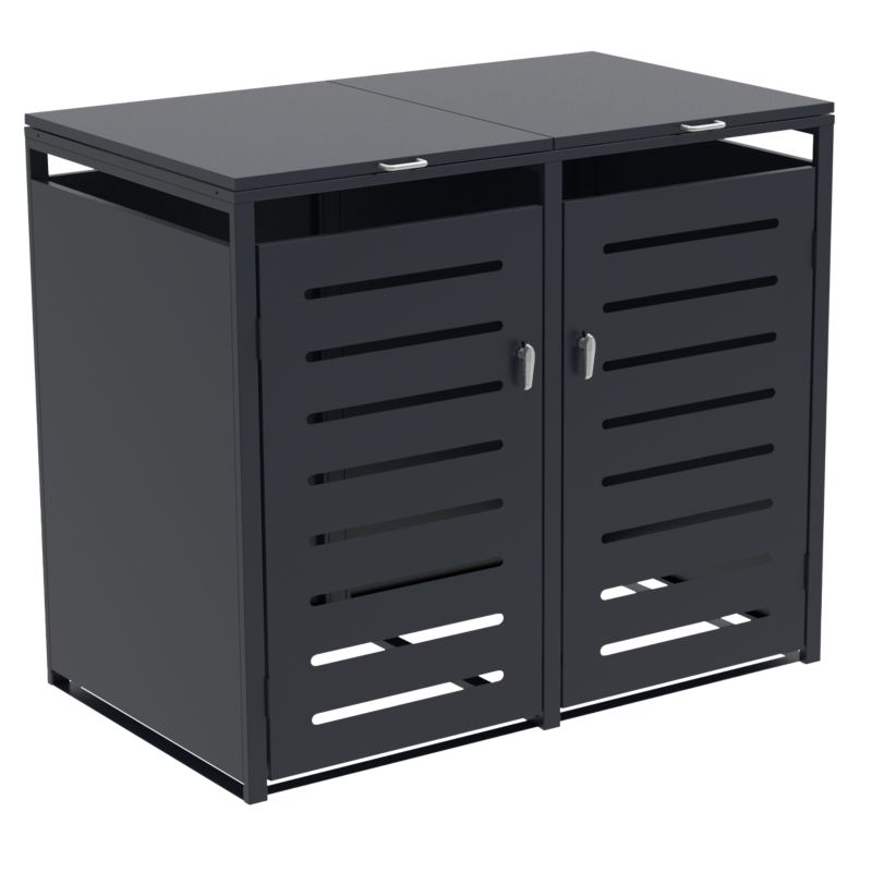 Zabudowa do kosza na śmieci, Sillar, na 2 kosze 2 x 120L, osłona, stal ocynkowana, antracyt, 136x80x116cm, 1 szt.