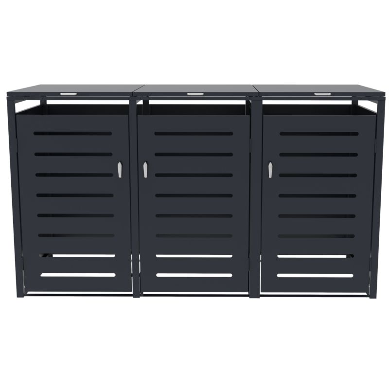 Zabudowa do kosza na śmieci, Sillar, na 3 kosze, 3 x 240L, osłona, stal ocynkowana, antracyt, 3 szt.