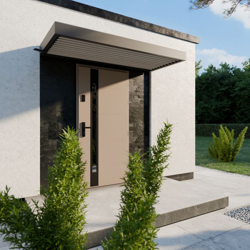 Zadaszenie Lumia świerk daszek nad drzwi z aluminiową ramą RAL 7016 2100 x 900 mm