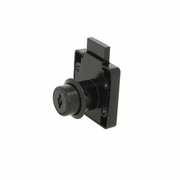 Zamek meblowy kwadrat czarny fi19x22mm system jednego klucza D20 SISO 1 szt