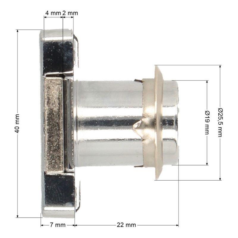 Zamek meblowy kwadratowy Wolf Hakner fi19x22mm system Master Key prawy - 1 szt.