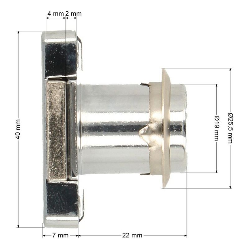 Zamek meblowy kwadratowy Wolf Hakner fi19x22mm w typie jednego kodu klucza szufladowy - 1 szt.
