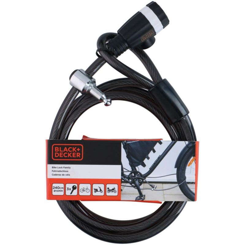 Zapięcie Black+Decker rowerowe linka na zamek 10 x 2400mm Family  1szt.