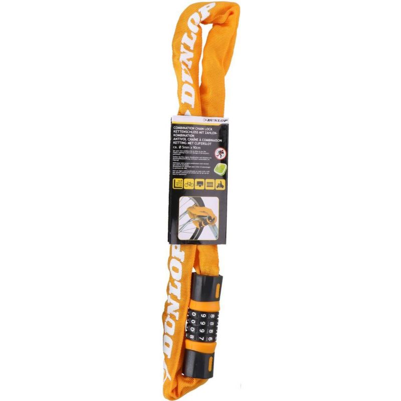 Zapięcie Dunlop rowerowe łańcuch na szyfr dł. 90cm pomarańczowe  1szt.