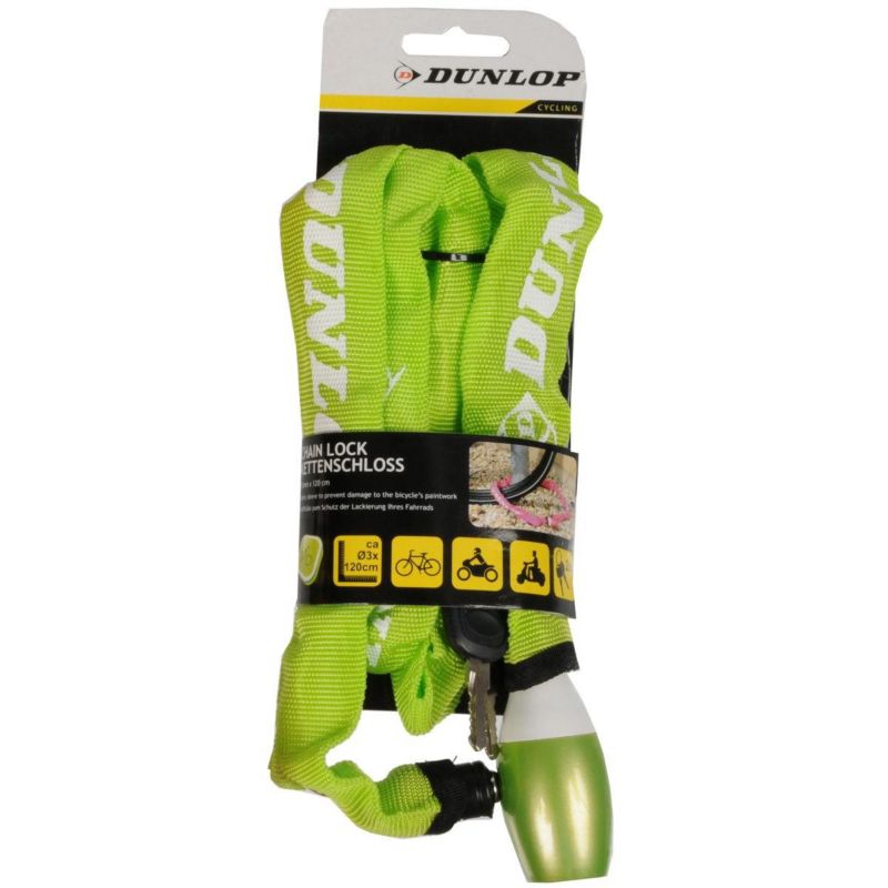 Zapięcie Dunlop rowerowe  łańcuch na zamek dł.120cm zielone  1szt.