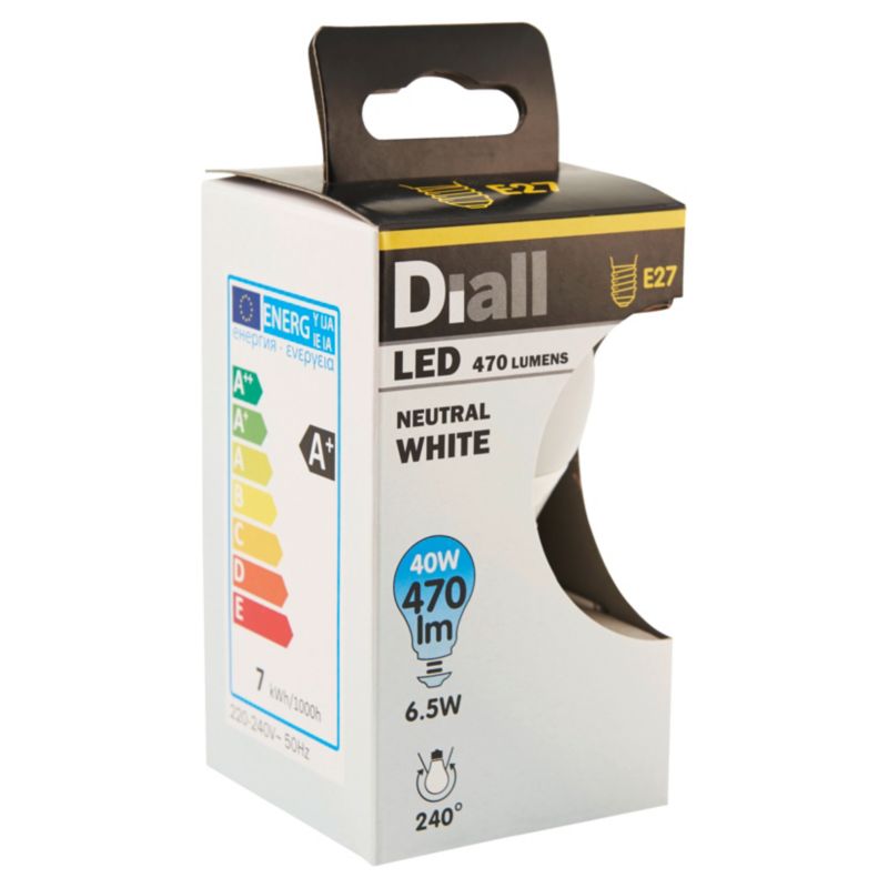 Żarówka LED Diall A60 E27 6,5 W 470 lm mleczna barwa neutralna