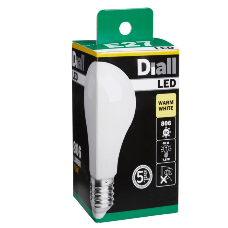 Żarówka LED Diall A60 E27 7,5 W 806 lm mleczna barwa ciepła