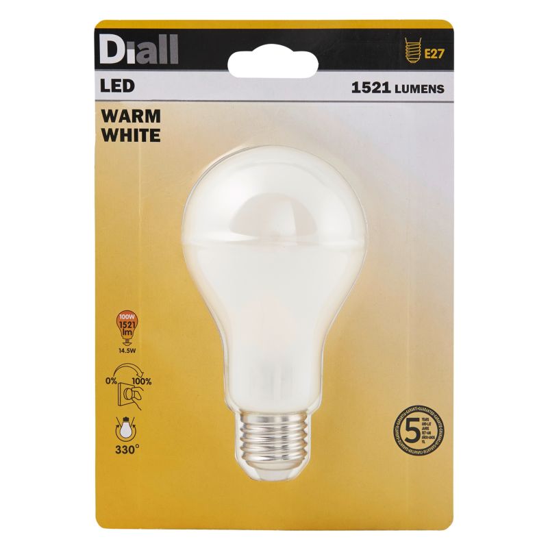Żarówka LED Diall A70 E27 14,5 W 1521 lm mleczna barwa ciepła DIM