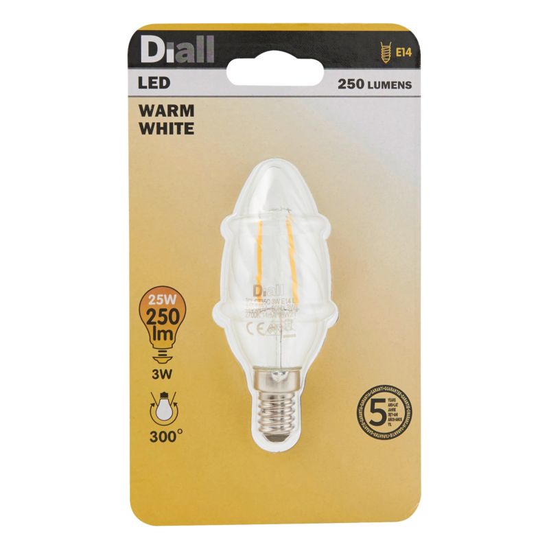 Żarówka LED Diall B35-TW E14 3 W 250 lm przezroczysta barwa ciepła