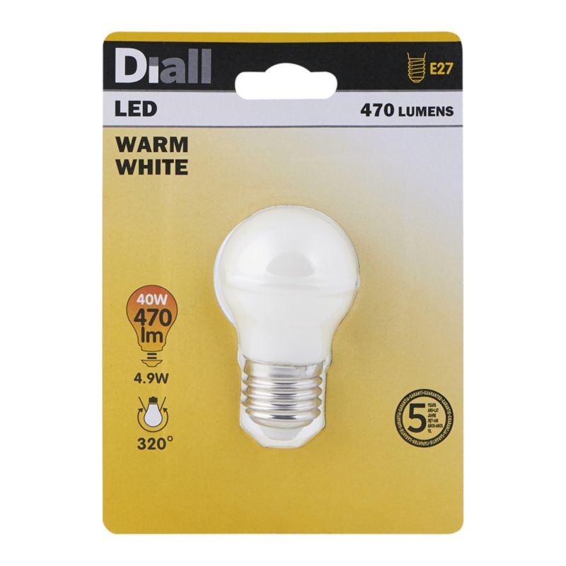 Żarówka LED Diall G45 E27 4,5 W 470 lm mleczna barwa ciepła