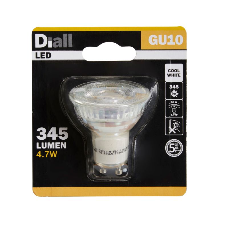 Żarówka LED Diall GU10 4,7 W 345 lm szkło mleczne barwa zimna