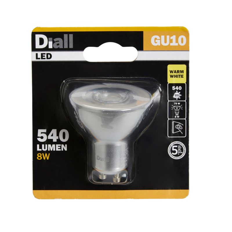 Żarówka LED Diall GU10 8 W 540 lm mleczna barwa ciepła DIM