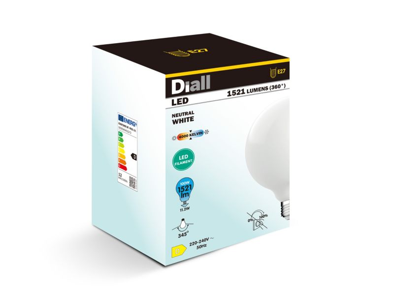 Żarówka LED F Diall G130 E27 1521 lm 4000 K mleczna