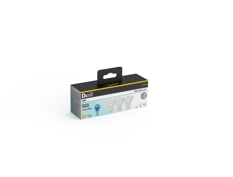 Żarówka LED Glass Diall GU10 450 lm 4000 K 100D 3 szt.