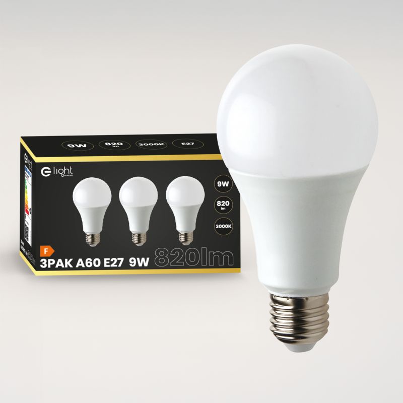 Żarówka LED Milagro A60 E27 9 W 3000 K 3 szt.