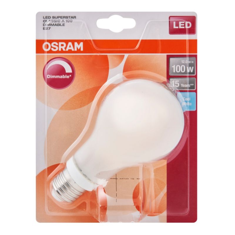 Żarówka LED Osram A100 E27 12 W 1521 lm mleczna barwa ciepła DIM