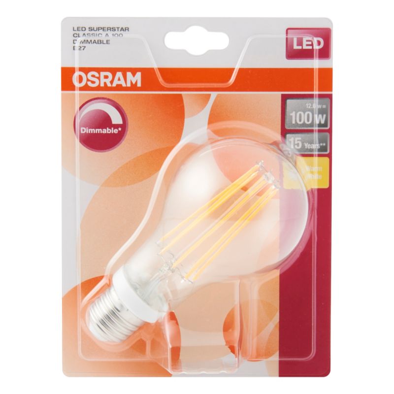 Żarówka LED Osram A100 E27 12 W 1521 lm przezroczysta barwa ciepła DIM