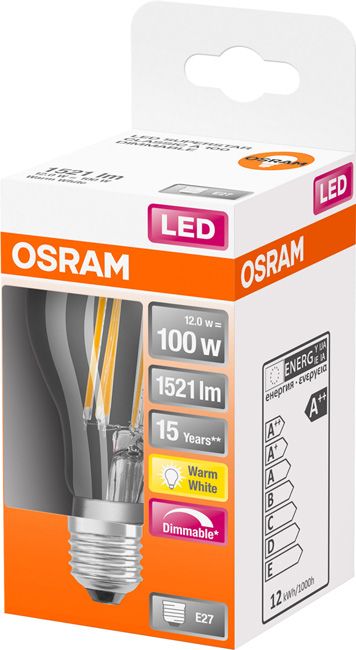 Żarówka LED Osram A100 E27 12 W 1521 lm przezroczysta barwa ciepła DIM