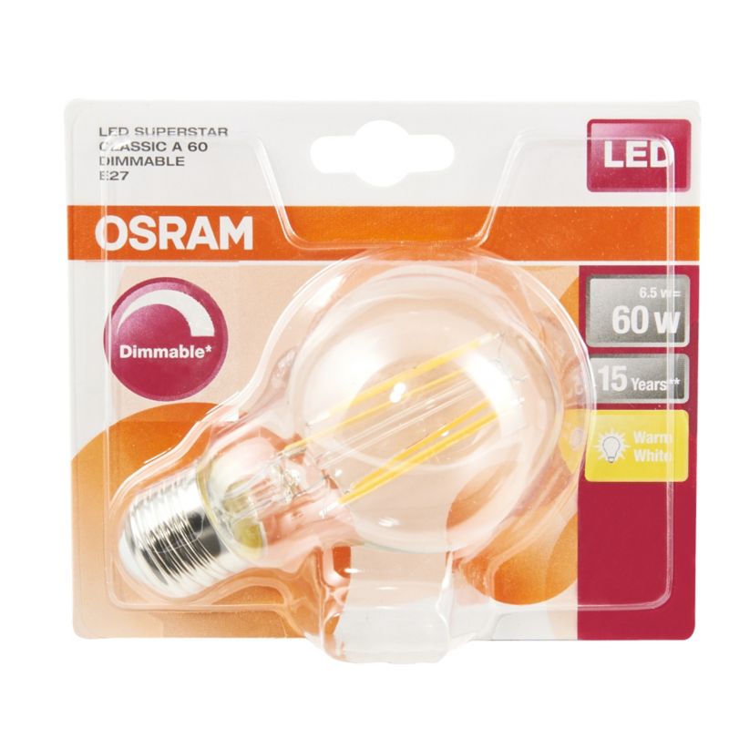 Żarówka LED Osram A60 E27 7 W 806 lm przezroczysta barwa ciepła DIM