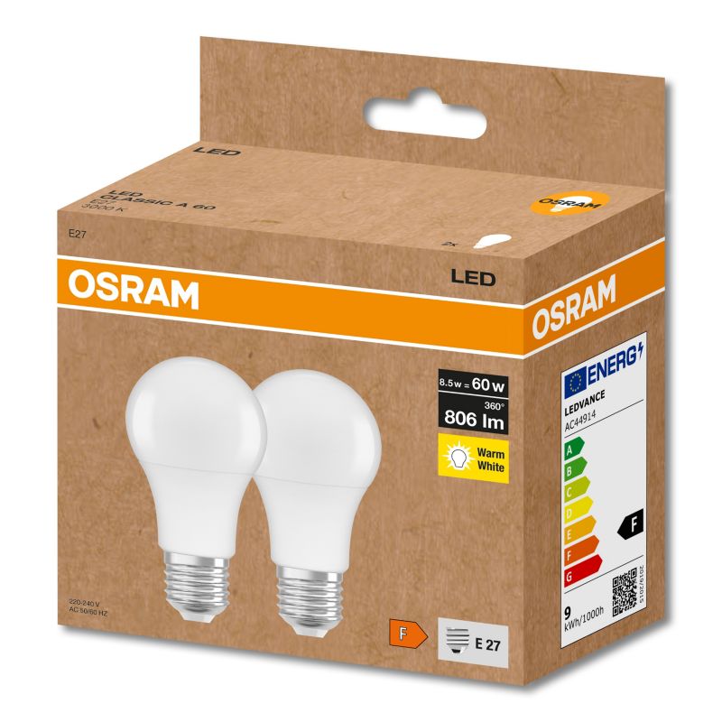 Żarówka LED Osram A60 E27 806 lm 3000 K 2 szt.