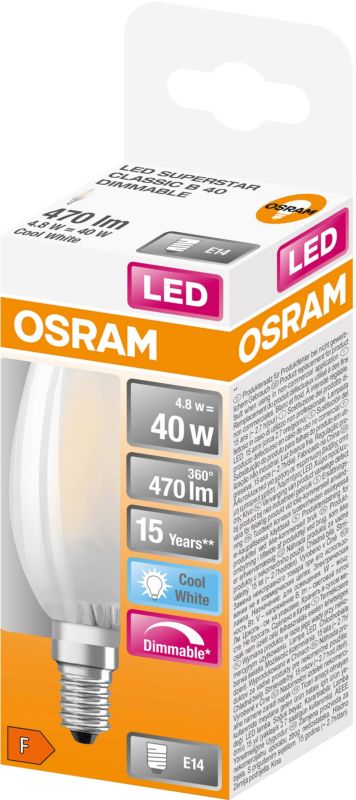 Żarówka LED Osram B40 E14 470 lm 4000 K mleczna DIM