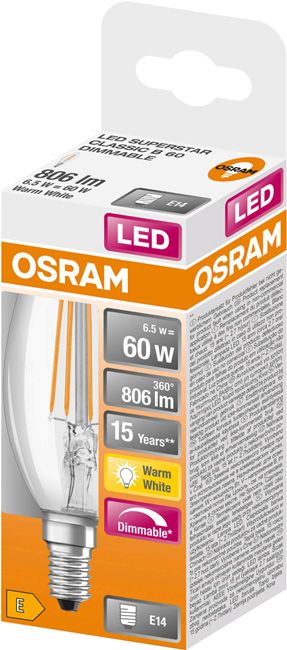 Żarówka LED Osram B60 E14 806 lm 2700 K filamentowa clear