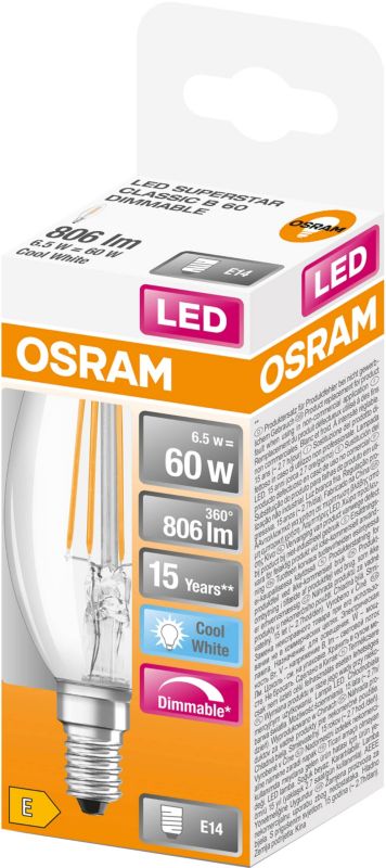 Żarówka LED Osram B60 E14 806 lm 4000 K filamentowa clear