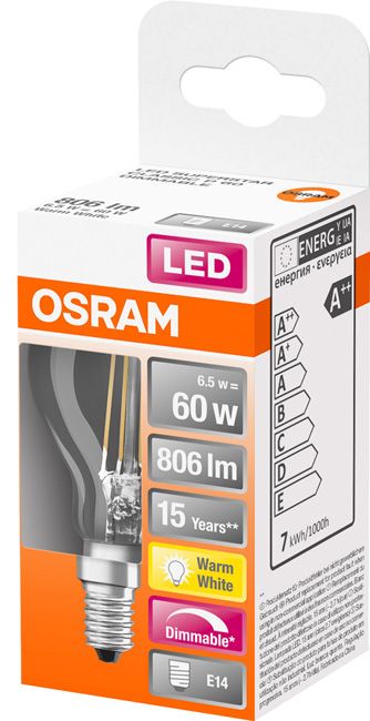 Żarówka LED Osram E14 6,5 W 806 lm przezroczysta barwa ciepła DIM