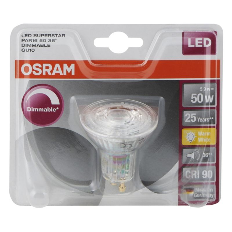 Żarówka LED Osram GU10 5,5 W 345 lm mleczna barwa ciepła DIM