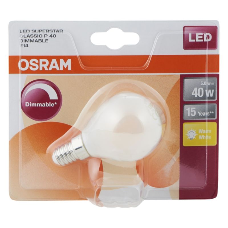 Żarówka LED Osram P40 E14 4,5 W 470 lm mleczna barwa ciepła DIM
