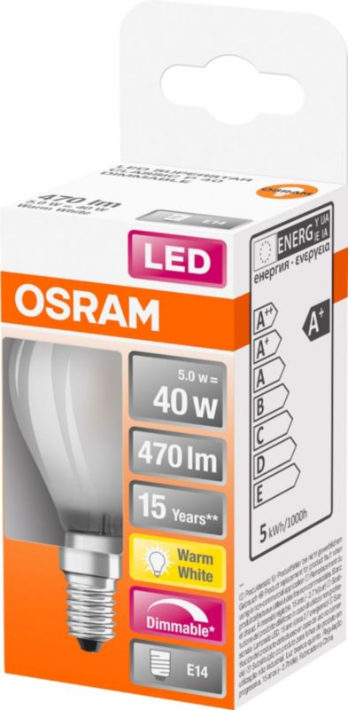 Żarówka LED Osram P40 E14 5 W 470 lm mleczna barwa ciepła DIM