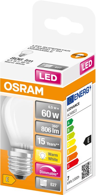 Żarówka LED Osram P60 E27 806 lm 2700 K mleczna DIM