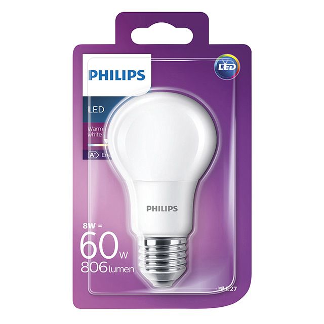 Żarówka LED Philips A60 E27 8 W 806 lm mleczna barwa ciepła