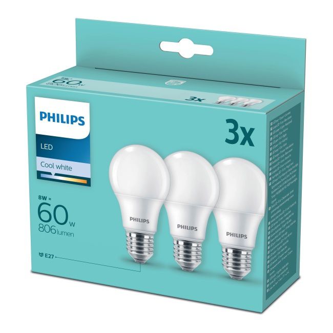 Żarówka LED Philips A60 E27 806 lm 4000 K 3 szt.