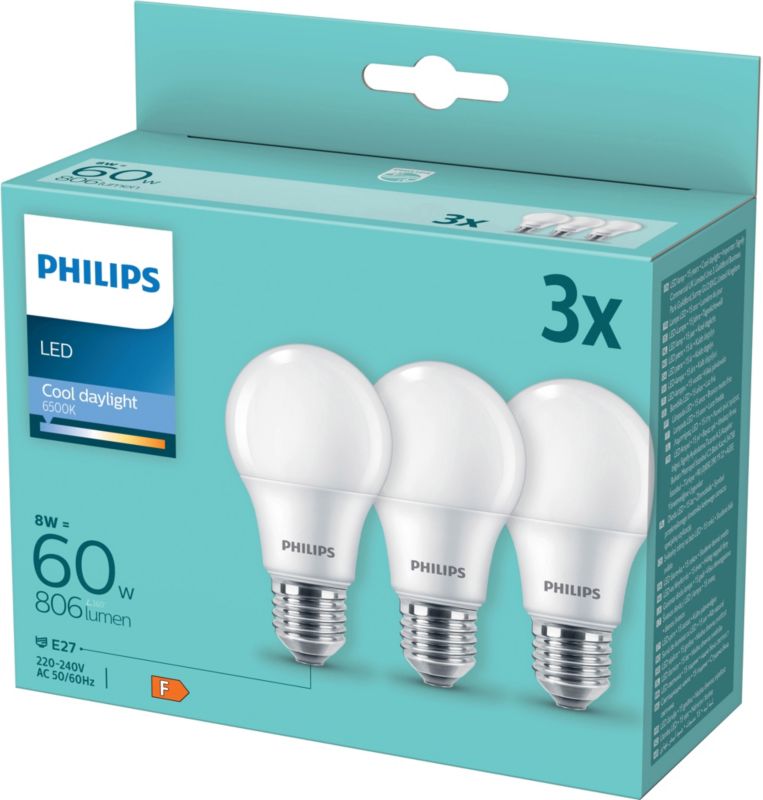 Żarówka LED Philips A60 E27 806 lm 6500 K 3 szt.
