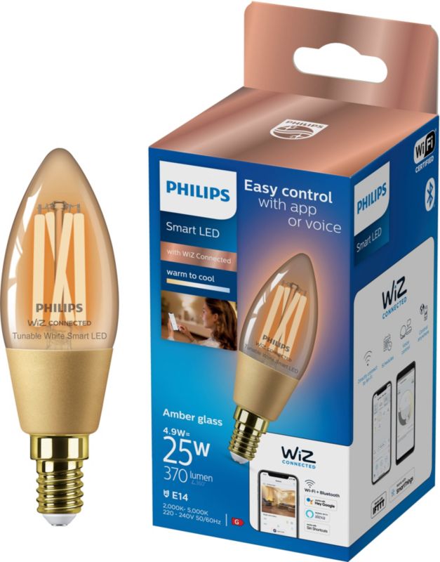 Żarówka LED Smart Philips C35 E14 2000/5000 K amber