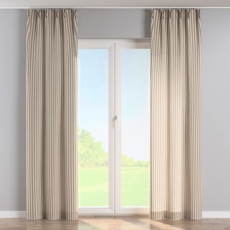 Zasłona na haczykach flex podwójnych 140 x 260 cm Dekoria szaro-białe pasy (1,5cm) 1 szt.