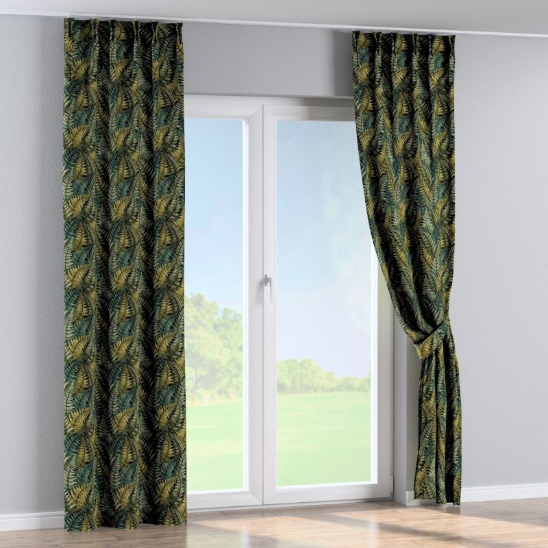 Zasłona na haczykach flex podwójnych Dekoria 140x260 cm zielone liście paproci 1 szt.