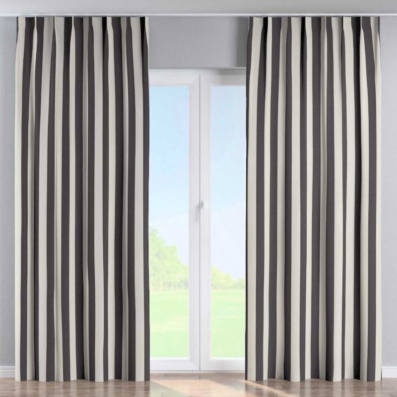 Zasłona na haczykach flex pojedynczych 130 x 245 cm Dekoria biało-grafitowe pionowe pasy (5,5cm) 1 szt.