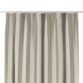 Zasłona na haczykach flex pojedynczych Dekoria 130x245 cm Quadro 5,5 cm beżowo-białe pionowe pasy 1 szt.